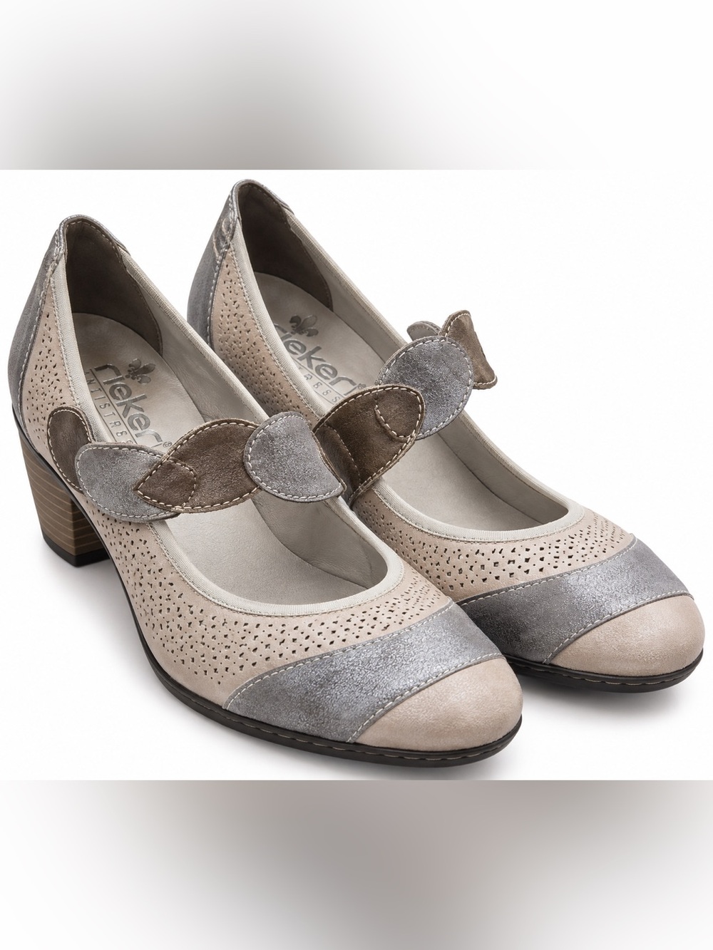 Rieker Antistress Mirjam Metallic Leather Mary Jane Heels EU 40 US 9
